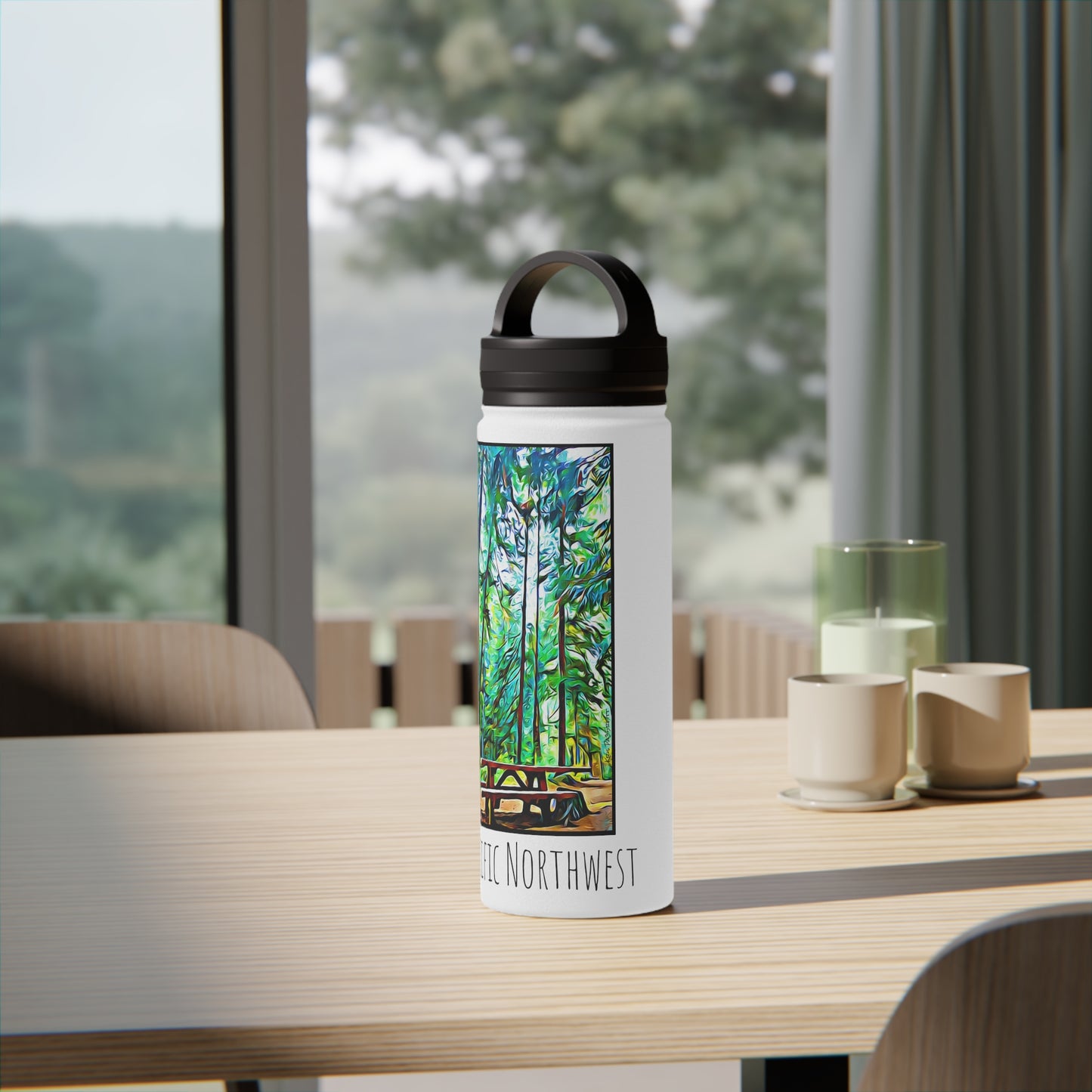 PNW Table Under Canopy - 18oz Stainless Steel Water Bottle with Handle Lid