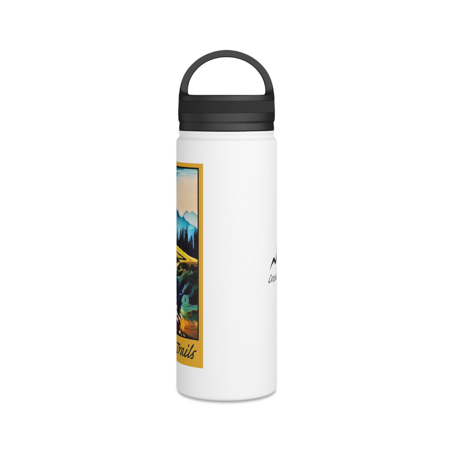 18oz - Crooked Trails Stainless Steel Water Bottle with Handled Lid