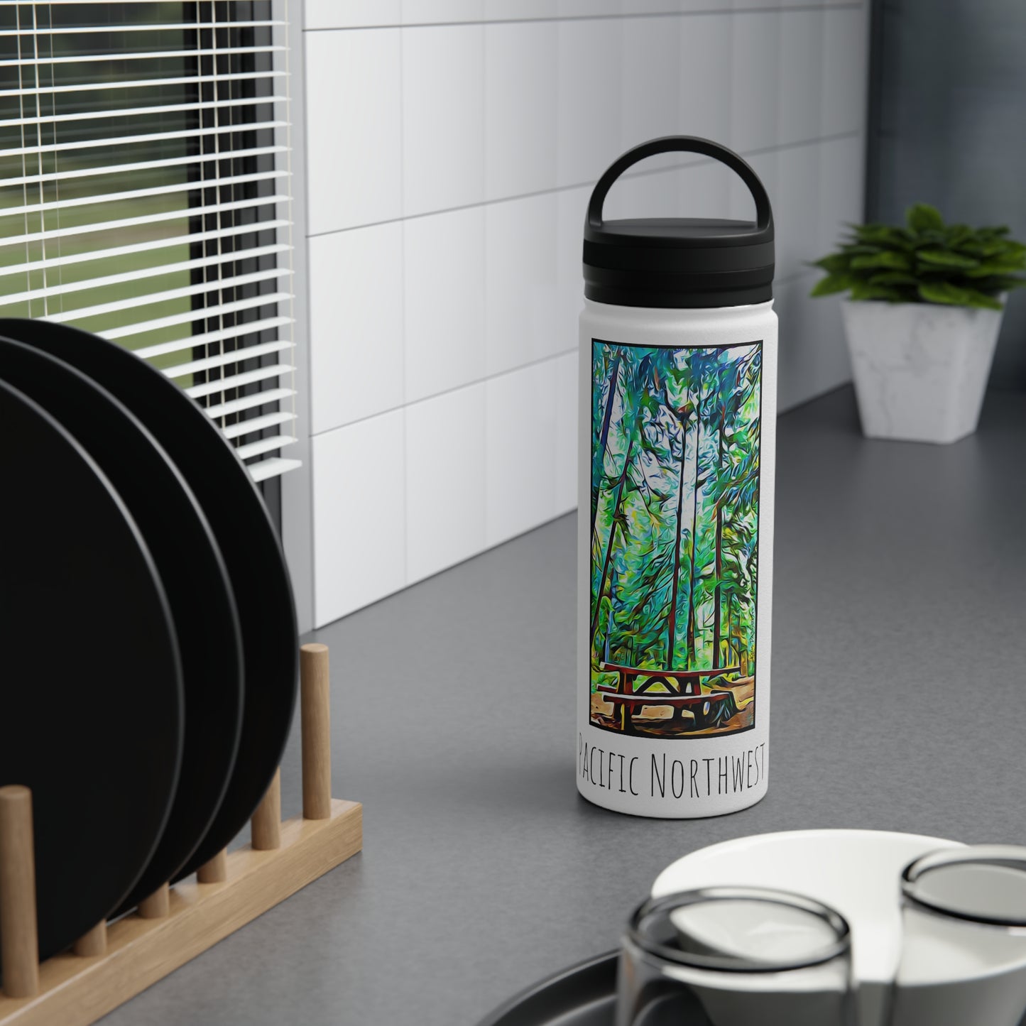 18oz - PNW Table Under Canopy Stainless Steel Water Bottle with Handle Lid