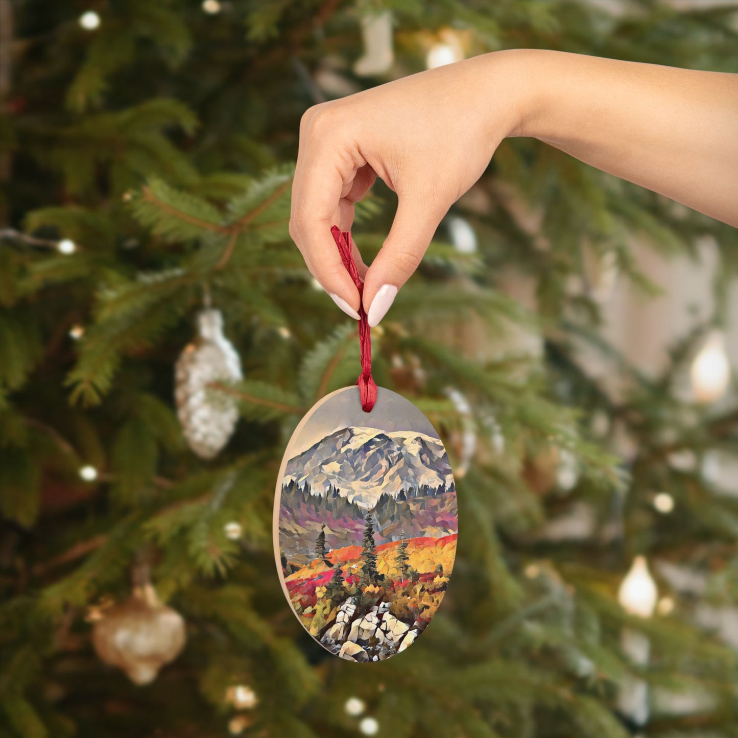 Paradise - Mount Rainier PNW Year-round Wooden Ornament