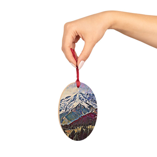 Sunrise - Mount Rainier PNW Year-round Wooden Ornament