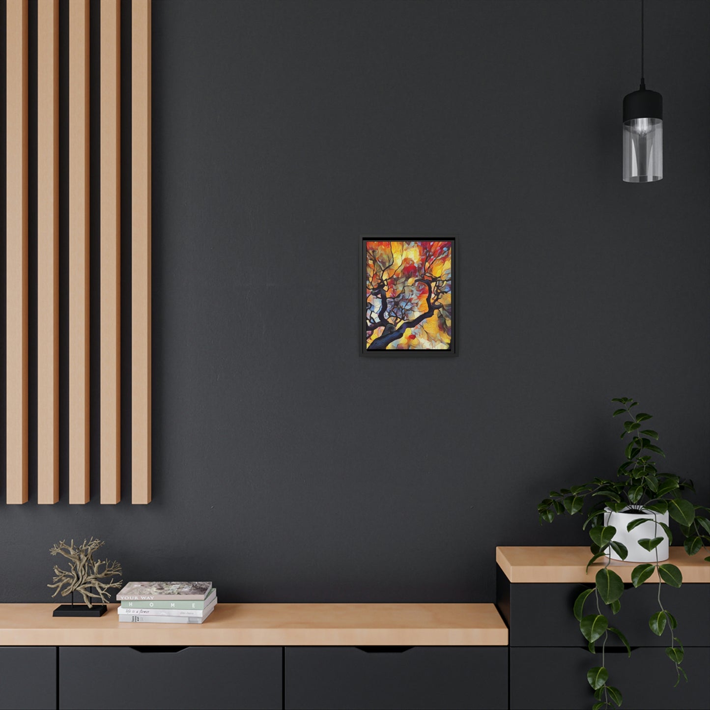 Japanese Maple Wall Decor on a Black-Framed Canvas