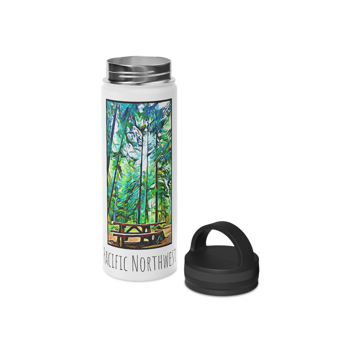 18oz - PNW Under Canopy Stainless Steel Water Bottle with Handled Lid